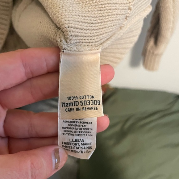LL Bean Cream Cotton Knit Sweater, size Womens medium/mens small - Picture 4 of 4